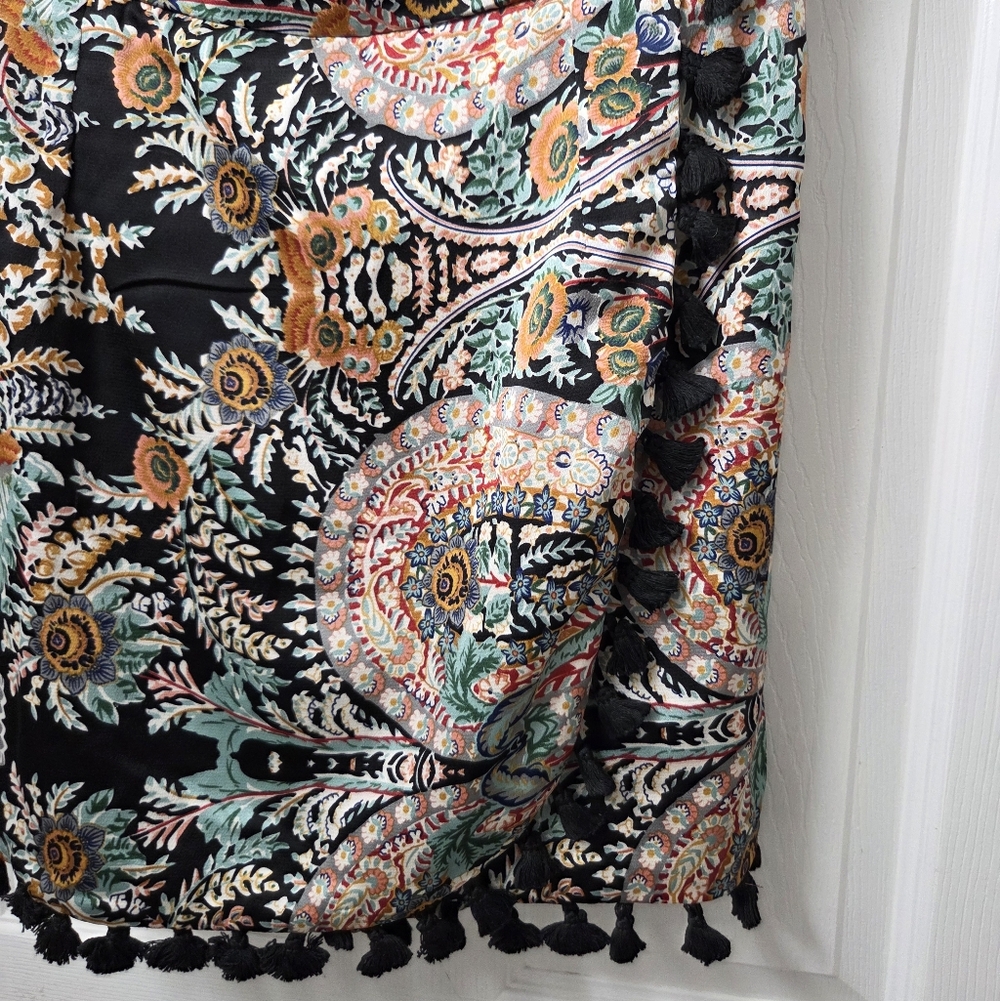 Lulu's Bohemian Perfection Strapless Black Multicolor Paisley Tassel Romper XL - Picture 6 of 14